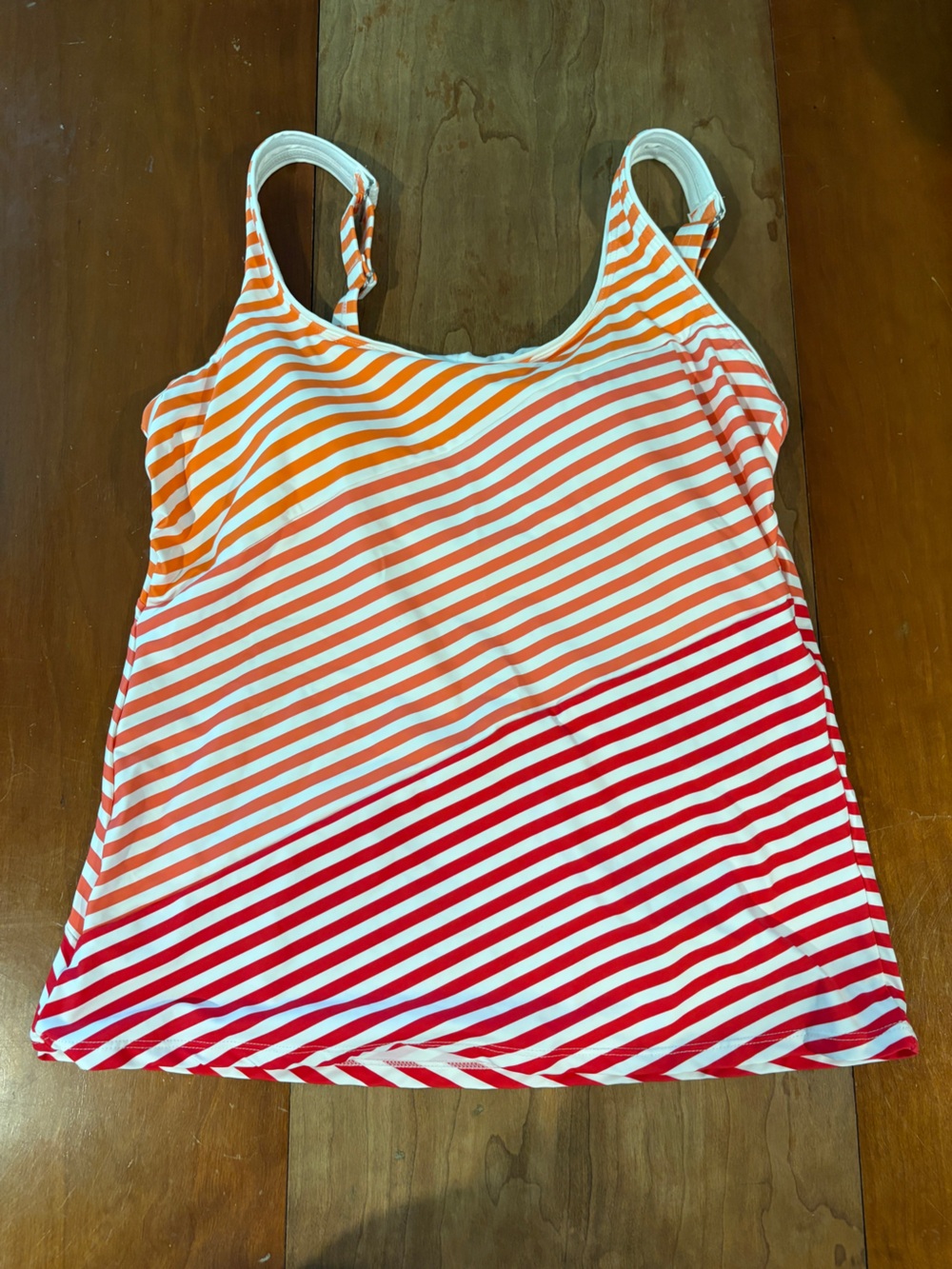 Lands’ End Striped Gradient Tankini Top in Orange and Red